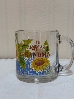 #1 Grandma Sunflower Glass Mug